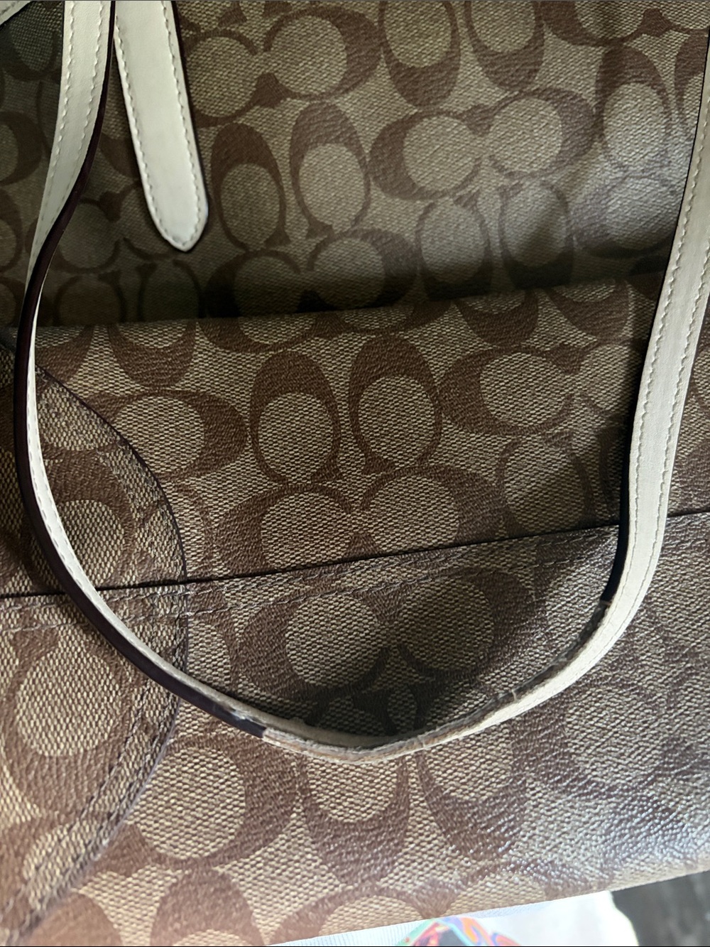 Coach Brown Tote with Red and Orange Love Print - Picture 7 of 9